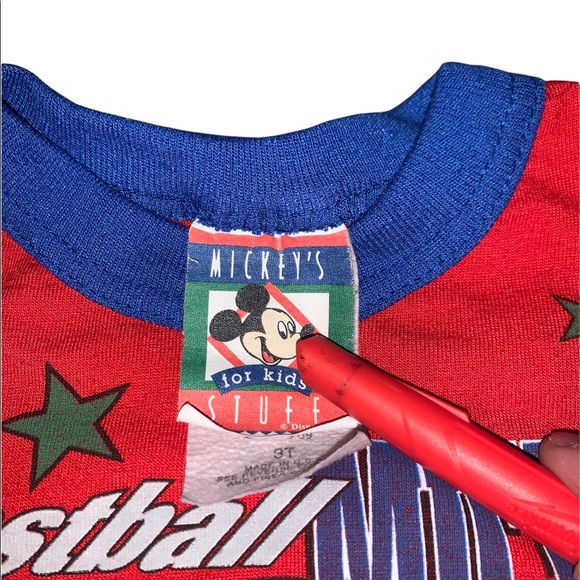 Vintage 90s Fastball Mickey Mouse Baseball Toddler Single Stitch Shirt - Picture 4 of 4